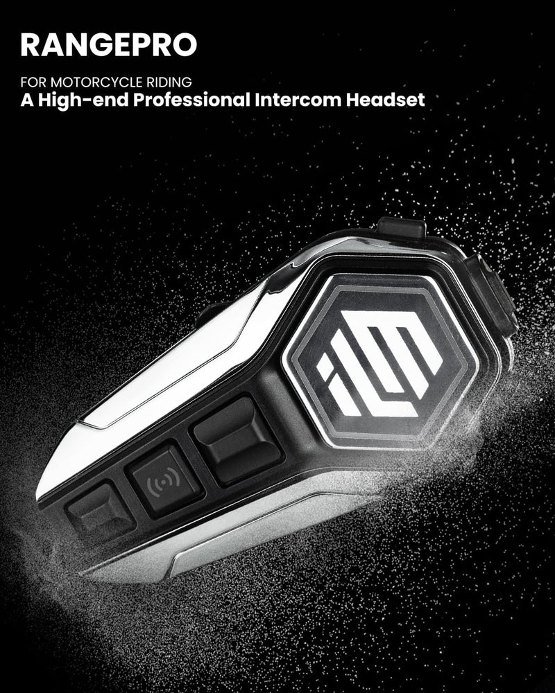 ILM Motorcycle Bluetooth Headset Helmet Communication System 2100M Intercom IP67 Waterproof Noise Cancellation Model RANGEPRO Gray - Image 2